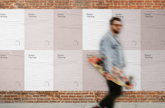 Mockup of Posters on a Brick Wall