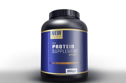 Mockup of Protein Powder Supplement Packaging