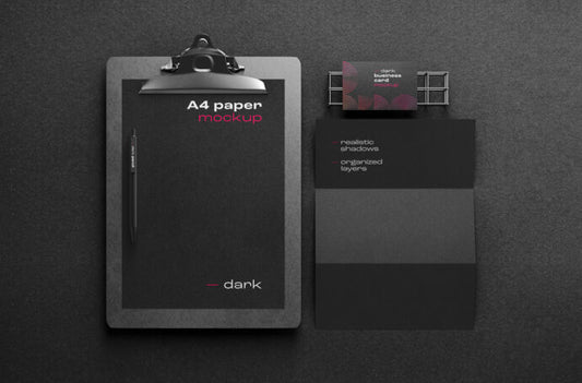 Mockup of Stationery with Dark Style