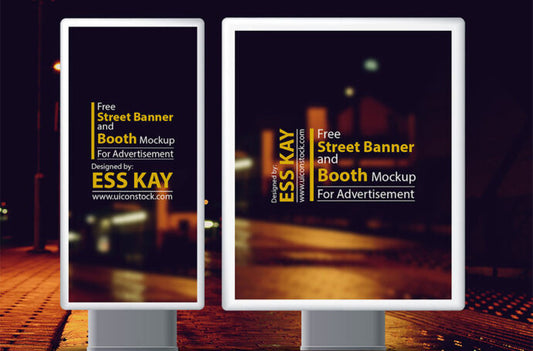 Mockup of Street Banner and Booth