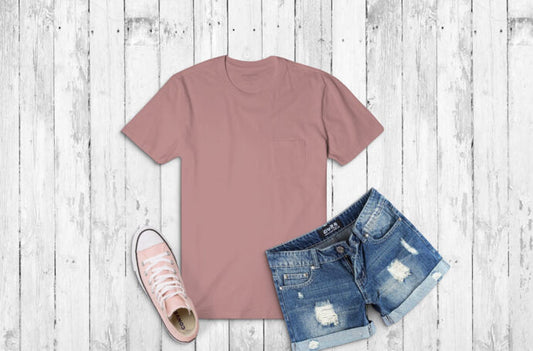 Mockup of T-Shirt with Denim Shorts