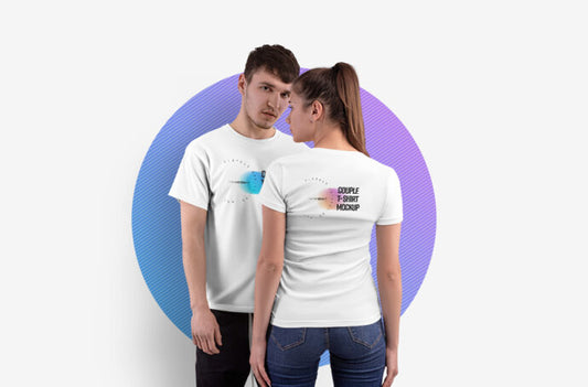 Mockup of T-Shirts for Couples