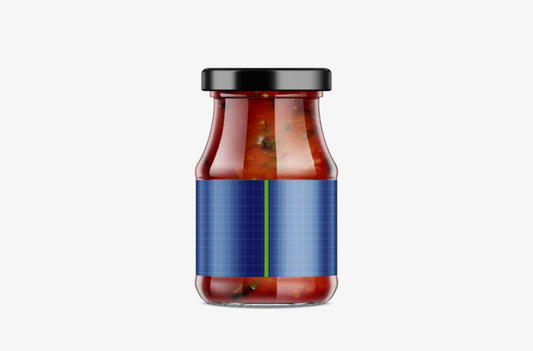 Mockup of Tomato Sauce in a Glass Jar