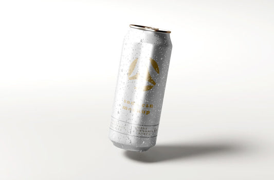 Mockup of a Beer Can with Water Droplets