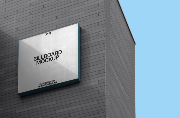 Mockup of a Billboard on a Square Building