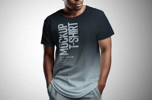 Mockup of a Black Man Wearing a T-Shirt