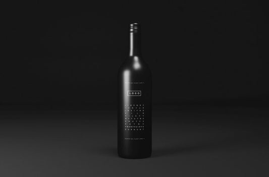 Mockup of a Black Wine Bottle