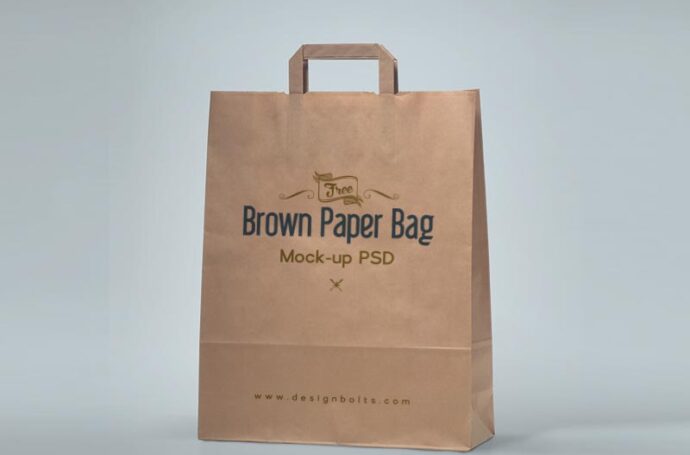 Mockup of a Brown Paper Bag