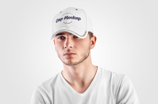 Mockup of a Cap being worn by a Young Man