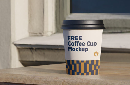 Mockup of a Coffee Cup with Lid for Takeout