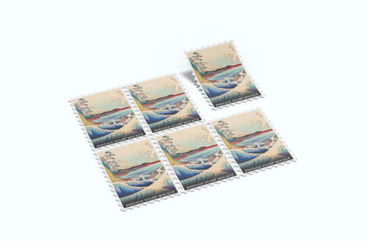 Mockup of a Collection of Postage Stamps