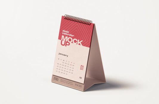 Mockup of a Compact Stand-up Desk Calendar