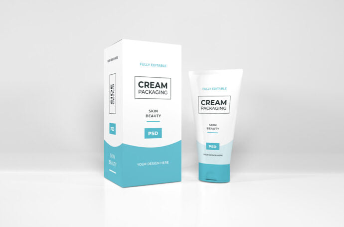 Mockup of a Cream Tube with Box