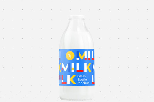 Mockup of a Glass Bottle for Milk