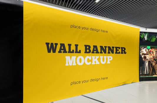 Mockup of a Horizontal Wall Banner