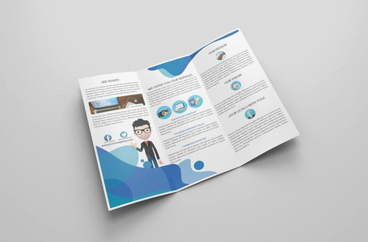 Mockup of a Layered Trifold Brochure