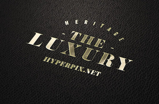 Mockup of a Leather with a Gold Logo on a Black Background