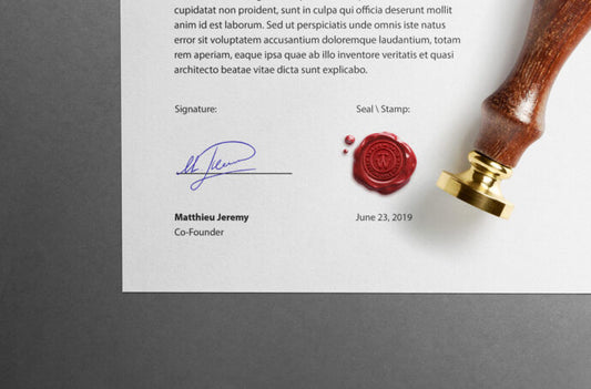 Mockup of a Letter with Stamp and Wax Seal