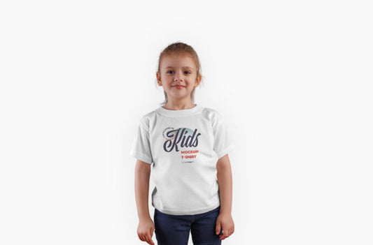 Mockup of a Little Girl Wearing a T-Shirt