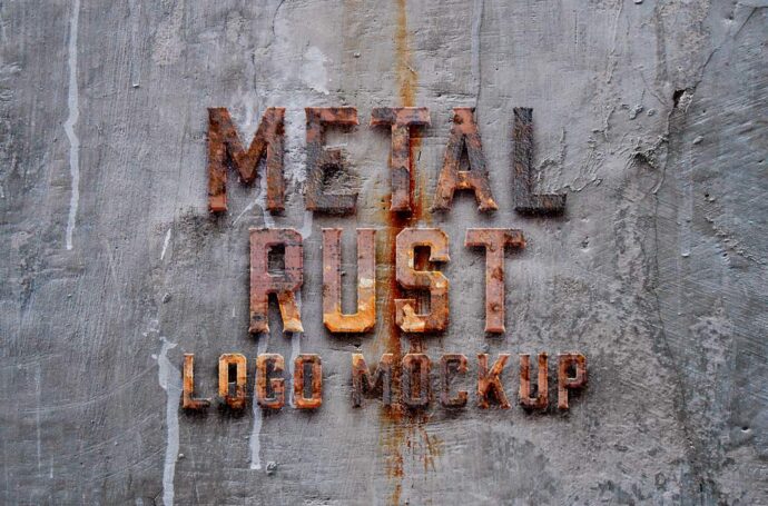 Mockup of a Logo on Rusty Metal