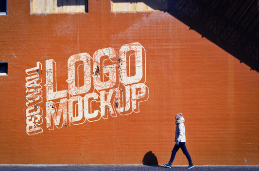 Mockup of a Logo on a Street Wall