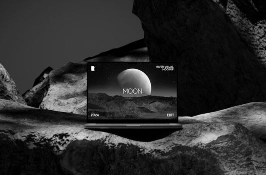 Mockup of a MacBook on the Moon