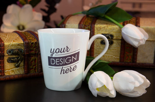 Mockup of a Mug with Flowers