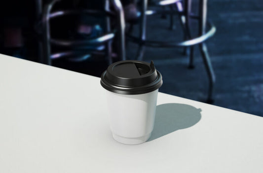 Mockup of a Paper Cup with Plastic Lid