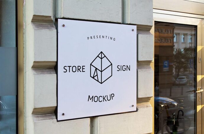 Mockup of a Square Store Sign