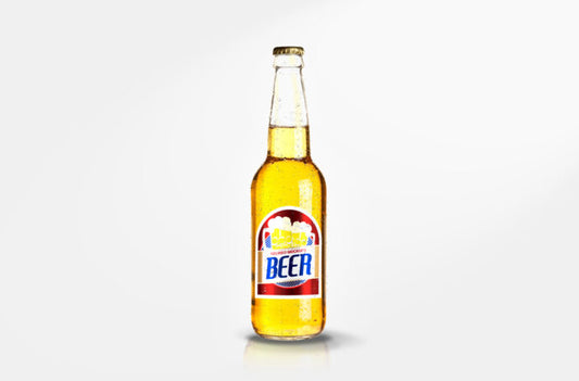 Mockup of a Transparent Beer Bottle