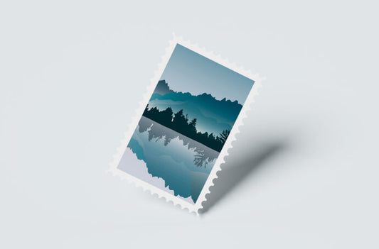 Mockup of a Vertical Postage Stamp