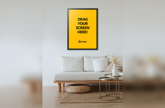 Mockup of a Vertical Poster in a Living Room