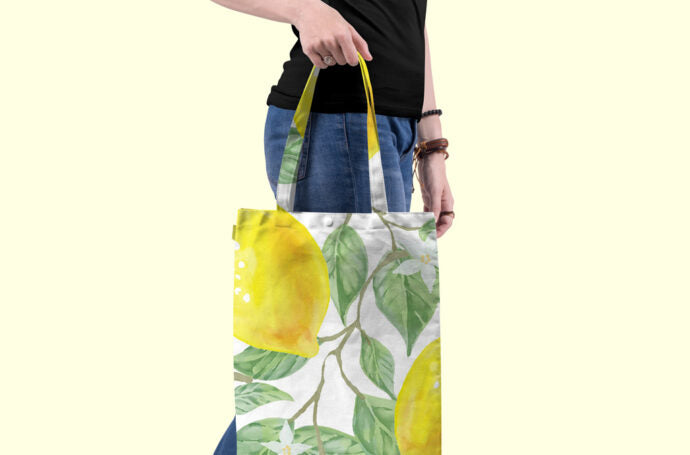 Mockup of a Woman Carrying a Tote Bag