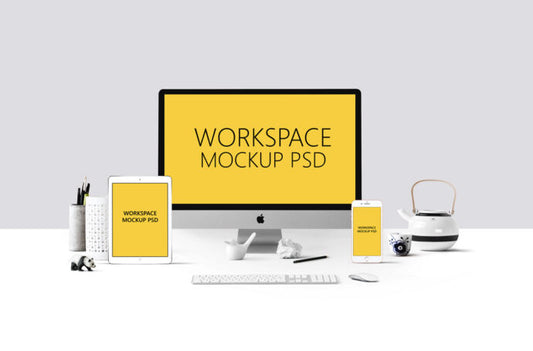 Mockup of a Workspace with Devices