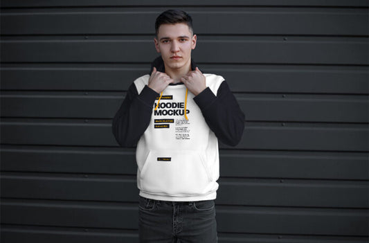 Mockup of a Young Man Wearing a Hoodie