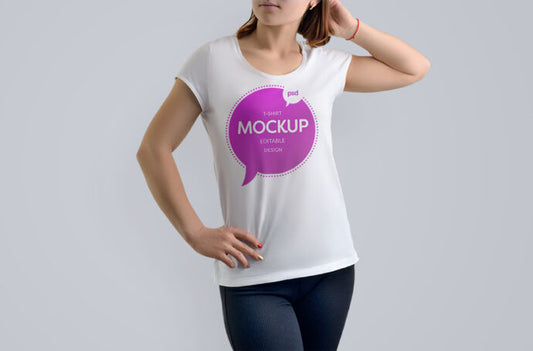 Mockup of a girl in a printed T-shirt