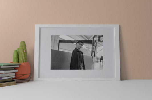 Mockup of a horizontal photo frame in a small size