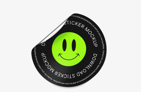 Mockup of a round, peeled sticker