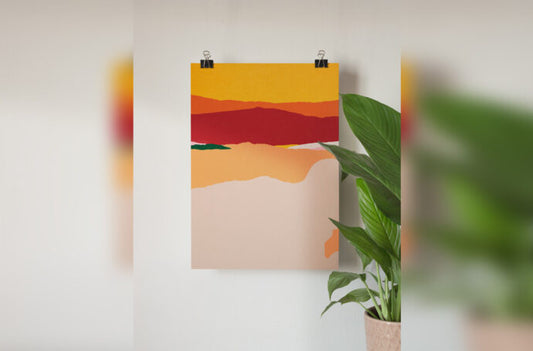 Mockup of a vertical hanging poster