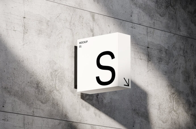 Mockup of an Illuminated Square Shop Sign