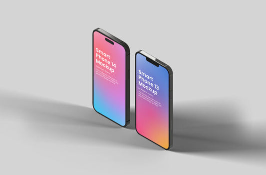 Mockup of iPhone 13 Pro and 14 Pro for Design and Presentation