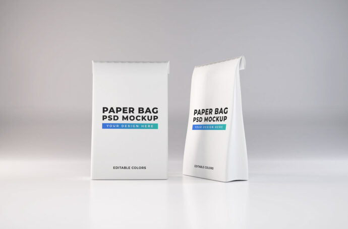 Mockup of two small paper bags