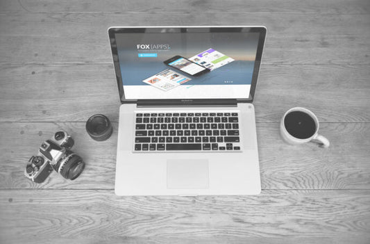 Monochrome MacBook Scene Mockup