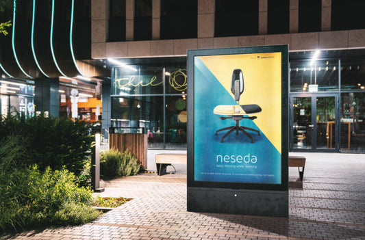 Nighttime Urban Light-Billboard Mockup