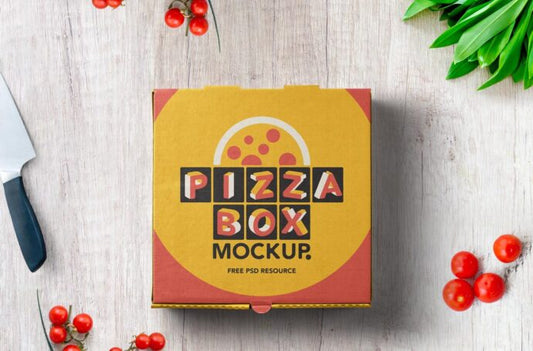 Pizza Box Packaging Mockup Template