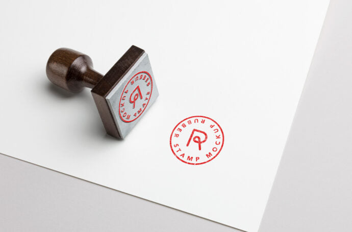 Rubber Stamp and Paper Mockup Design Template