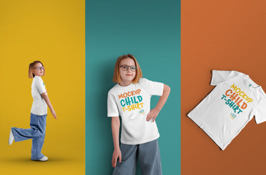 Set of Kids T-Shirt Mockup Templates