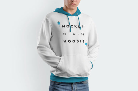 Set of Mockups featuring a Young Man wearing a Hoodie