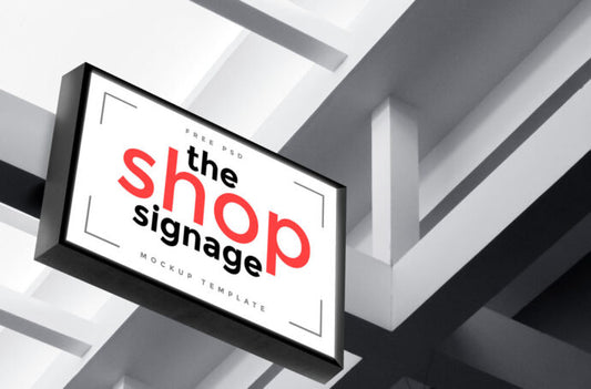 Shop Sign Mockup with Lighting Effects