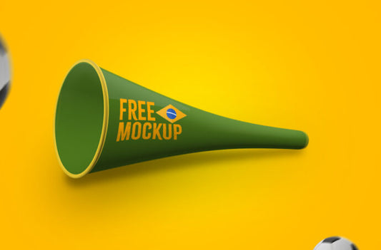 Soccer Fan Accessories: Vuvuzela and Air Sticks Mockups